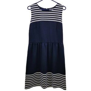 Loft Blue White Striped A- line Dress Size 8 NWT